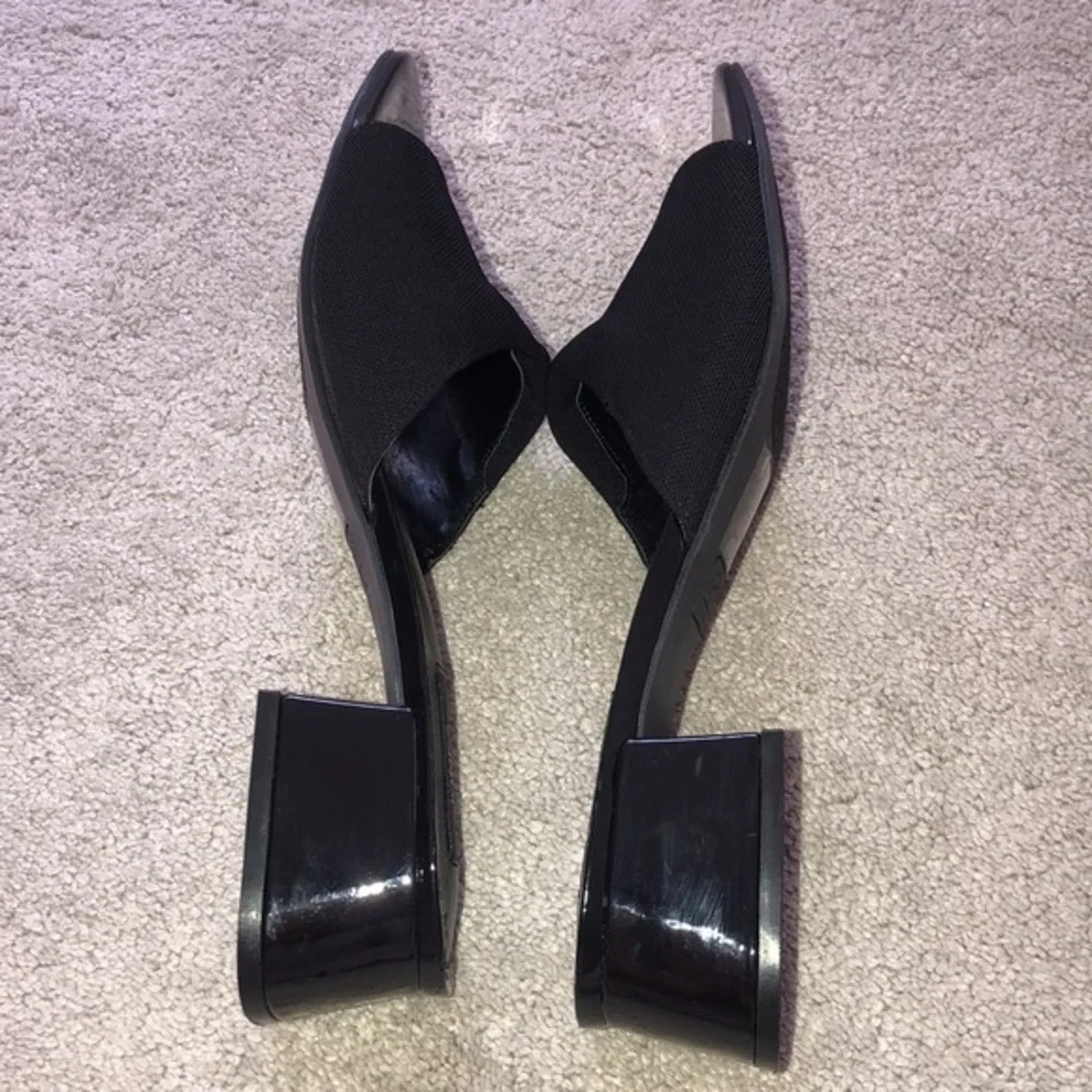 Jones New York Signature Unma‎ Patent Block Heel Slide On Sandals Black 9.5 NWOT